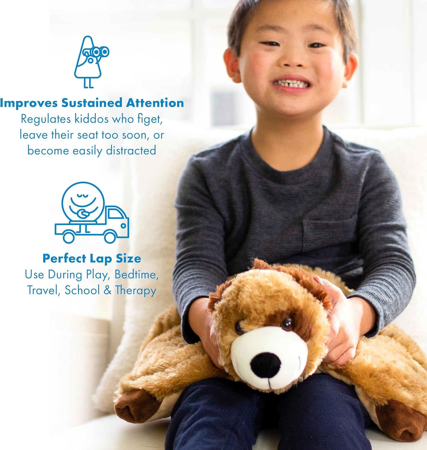 Weighted Stuffed Animal for Kids- 5Lb Weighted Lap Animal for Kids - Soft and Cuddly Weighted Lap Pad - Calming and Comforting